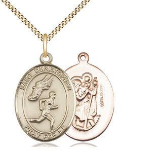 14kt Gold Filled Saint Christopher Track&Field Medal Catholic Jewelry