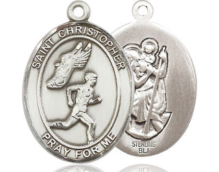 Sterling Silver Saint Christopher Track&Field Medal Catholic Jewelry