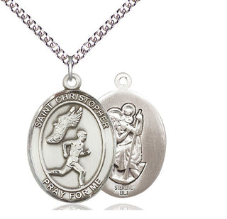 Sterling Silver Saint Christopher Track&Field Medal Catholic Jewelry