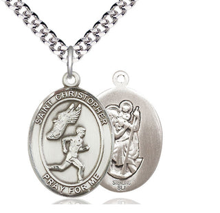 Sterling Silver Saint Christopher Track&Field Medal Catholic Jewelry
