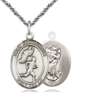 Sterling Silver Saint Christopher Track&Field Medal Catholic Jewelry