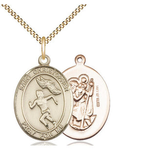 14kt Gold Filled Saint Christopher Track&Field Medal Catholic Jewelry