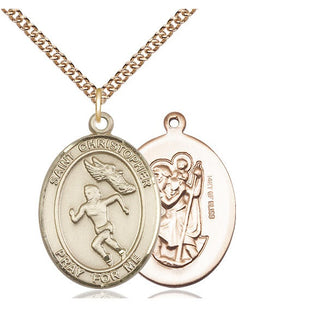 14kt Gold Filled Saint Christopher Track&Field Medal Catholic Jewelry