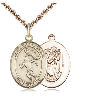 14kt Gold Filled Saint Christopher Track&Field Medal Catholic Jewelry
