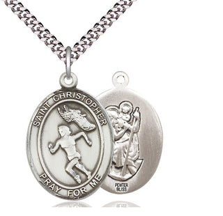 Pewter Saint Christopher Track&Field Medal Catholic Jewelry