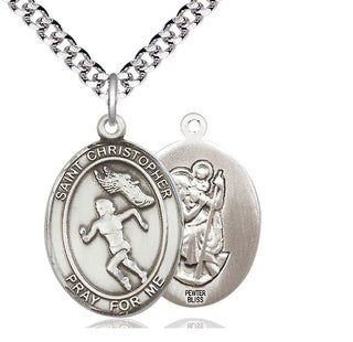 Pewter Saint Christopher Track&Field Medal Catholic Jewelry