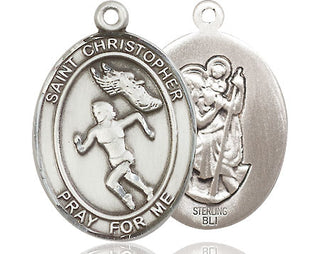 Sterling Silver Saint Christopher Track&Field Medal Catholic Jewelry