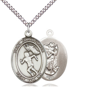 Sterling Silver Saint Christopher Track&Field Medal Catholic Jewelry