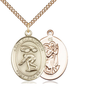 14kt Gold Saint Christopher Swimming Medal