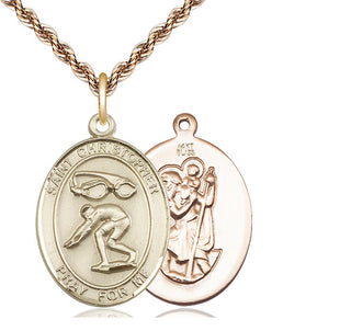 14kt Gold Saint Christopher Swimming Medal