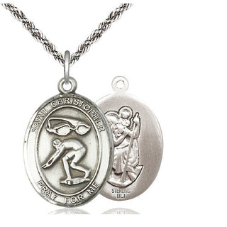 Sterling Silver Saint Christopher Swimming Medal Catholic Jewelry