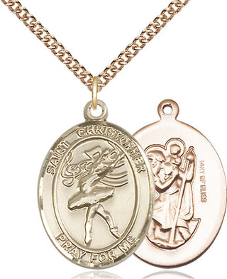 14kt Gold Filled Saint Christopher Dance Medal Catholic Jewelry