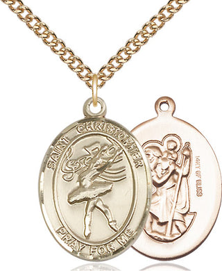 14kt Gold Filled Saint Christopher Dance Medal Catholic Jewelry