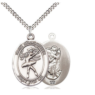 Pewter Saint Christopher Dance Medal Catholic Jewelry