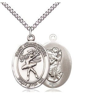 Sterling Silver Saint Christopher Dance Medal Catholic Jewelry