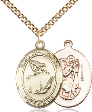 14kt Gold Filled Saint Christopher Gymnastics Medal Catholic Jewelry