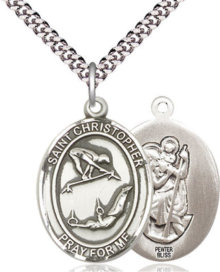 Pewter Saint Christopher Gymnastics Medal Catholic Jewelry