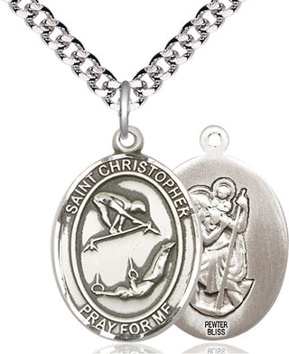 Pewter Saint Christopher Gymnastics Medal Catholic Jewelry