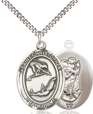 Pewter Saint Christopher Gymnastics Medal Catholic Jewelry