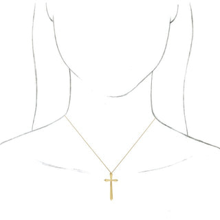 14K Yellow Elongated Cross 20" Necklace