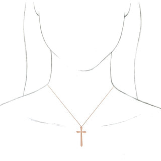 14K Rose Elongated Cross 20" Necklace