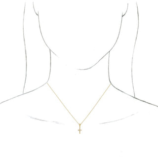 14K Yellow .03 CTW Natural Diamond Petite Vintage-Inspired 16-18" Cross Necklace