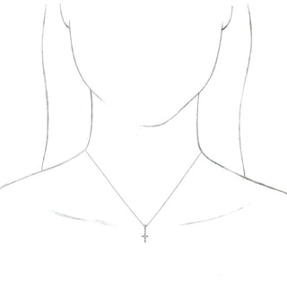 Platinum .03 CTW Natural Diamond Petite Vintage-Inspired 16-18" Cross Necklace