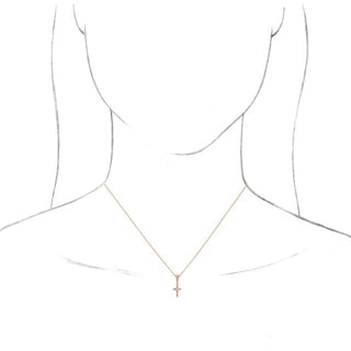 14K Rose .03 CTW Natural Diamond Petite Vintage-Inspired 16-18" Cross Necklace