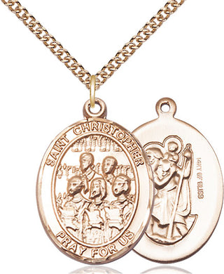 14kt Gold Filled Saint Christopher Choir Medal Catholic Jewelry