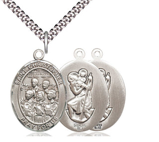 Pewter Saint Christopher Choir Medal Catholic Jewelry