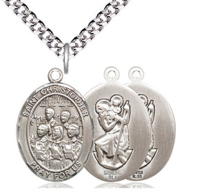 Pewter Saint Christopher Choir Medal Catholic Jewelry