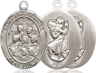 Sterling Silver Saint Christopher Choir Medal Catholic Jewelry