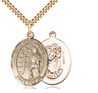 14kt Gold Filled Saint Christopher Karate Medal Catholic Jewelry