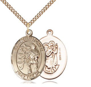 14kt Gold Filled Saint Christopher Karate Medal Catholic Jewelry