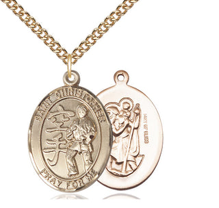 14kt Gold Filled Saint Christopher Karate Medal Catholic Jewelry