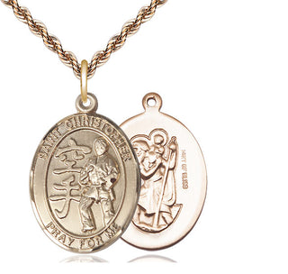 14kt Gold Filled Saint Christopher Karate Medal Catholic Jewelry