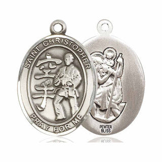 Pewter Saint Christopher Karate Medal