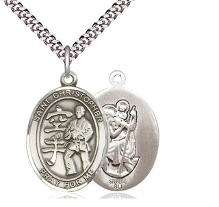 Sterling Silver Saint Christopher Karate Medal Catholic Jewelry