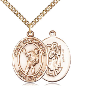 14kt Gold Filled Saint Christopher Lacrosse Medal Catholic Jewelry