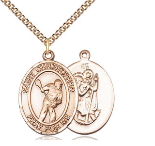 14kt Gold Saint Christopher Lacrosse Medal
