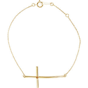14K Gold Citrine Sideways Cross Bracelet