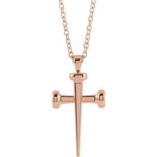 14K Rose Nail Cross 18" Necklace