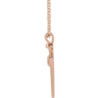 14K Rose Nail Cross 24" Necklace