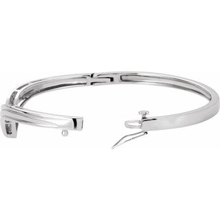 14K White Hinged Bangle 6 1/2" Bracelet