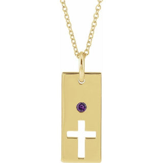 14K Yellow Natural Alexandrite Cross Bar 16-18" Necklace