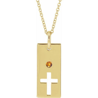 14K Yellow Natural Citrine Cross Bar 16-18" Necklace