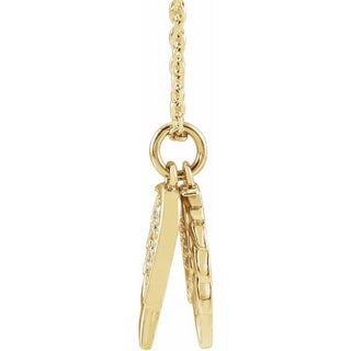 14K Yellow .03 CTW Natural Diamond Angel Wings 16-18" Necklace