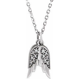 Platinum .03 CTW Natural Diamond Angel Wings 16-18" Necklace