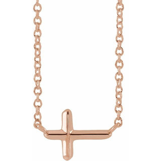 14K Rose Sideways Cross 15" Necklace