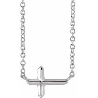 14K White Sideways Cross 16" Necklace